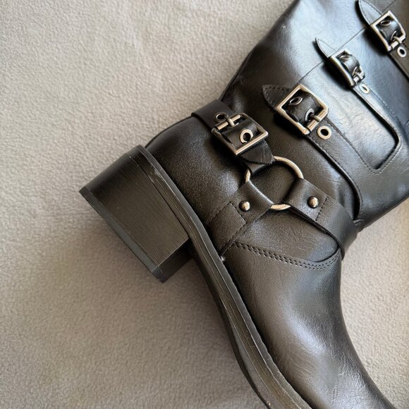 Women's Rebel Tall Moto Buckle Boots - Wild Fable Black 10 - Picture 6 of 13